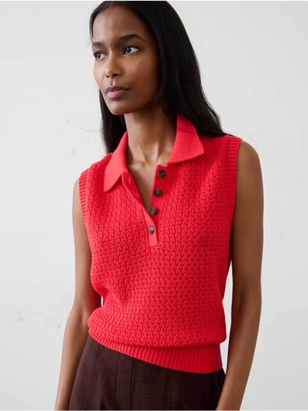 NWOT Banana Republic Cotton Sleeveless Crochet Sweater Vest Shirt